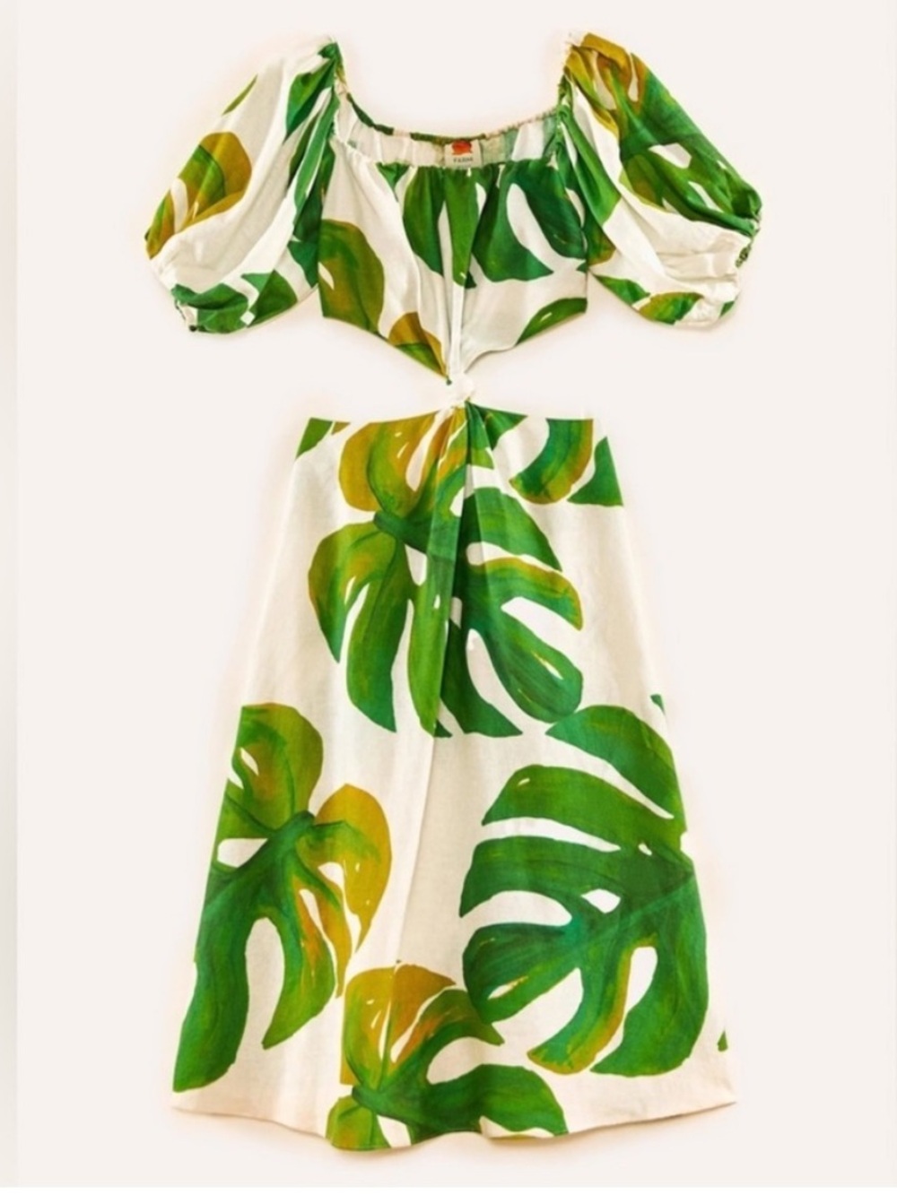 FARM RIO Midi Monstera Tropical Cutout Dress L - Picture 3 of 8
